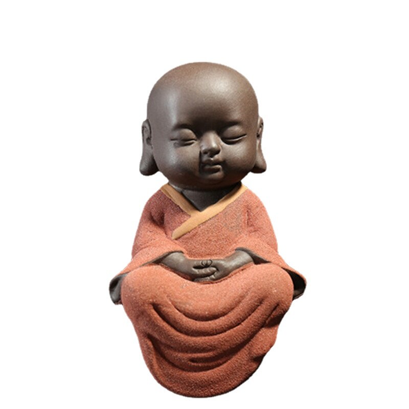 Paars zand thee huisdier monnik zen sierlijke sculptuur accessoires huisdecoratie artistieke decoratie boeddhabeeld.