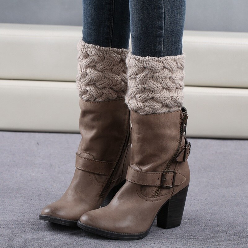 Jambières épaisses courtes femmes hiver Sport randonnée bottes manchettes noël Camping en cours d'exécution chaussettes tricotées