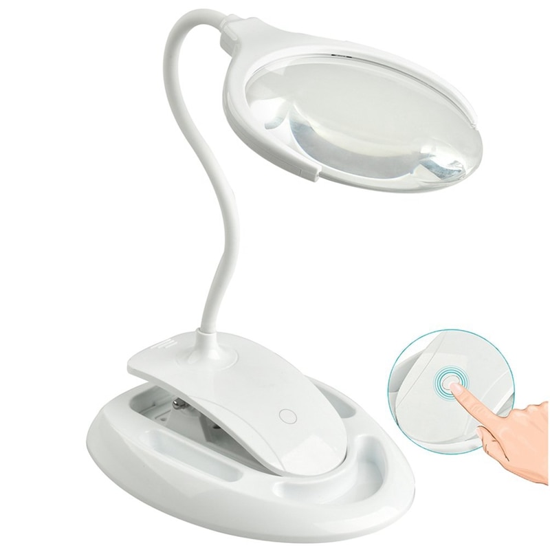 Håndholdt lup 3x 8x oplyst skrivebord bord led lampe forstørrelsesglas genopladelig lup med lys til håndværk hobbyer: Default Title