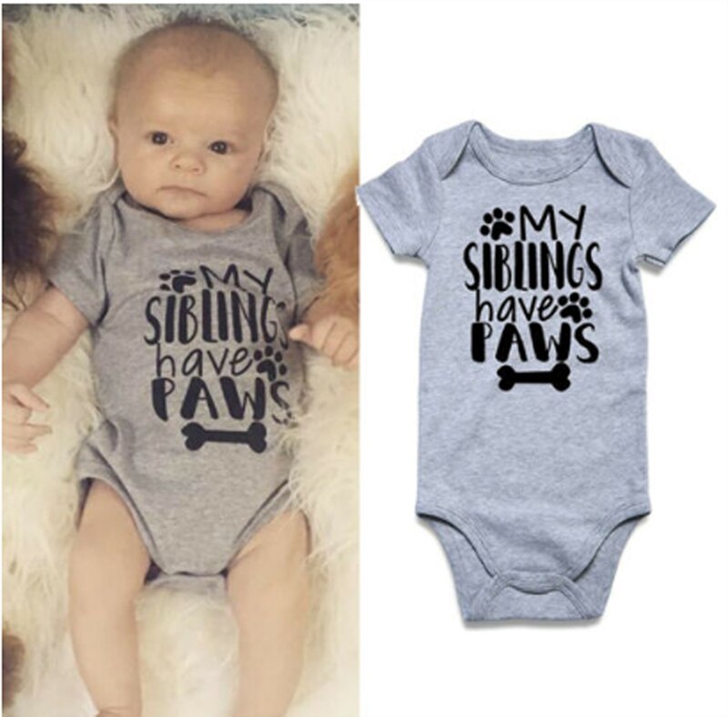 2020 letnie nowe ciało niemowlęce niemowlę z krótkim rękawem lista placki Łapa wydrukować kombinezon krótki kombinezon noworodka chłopiec dziewczyna ubrania strój