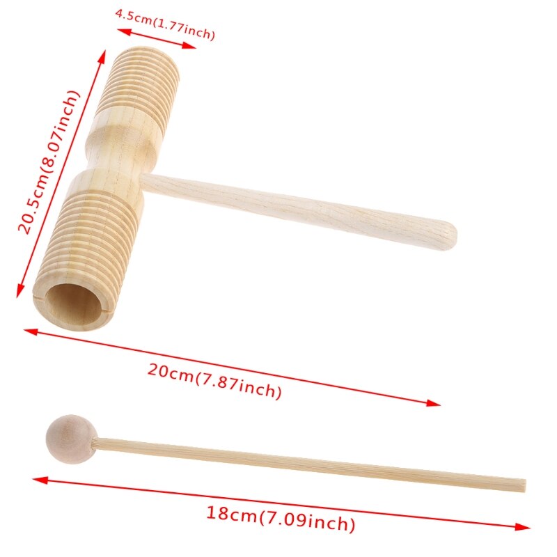 Two Tone Wood Block Beater 2-tone Woodblock Guiro Wooden Handle Percussion Toy Musical Toy