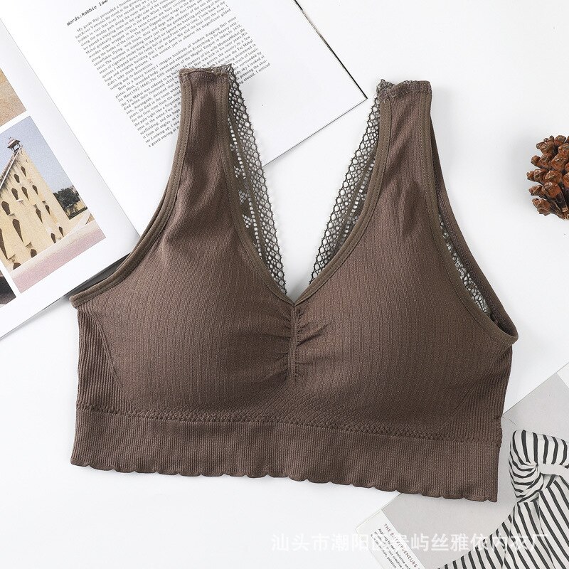 Sujetador transpirable deportivo de copa completa, top, se cruza en la espalda, antichoque, push-up, para entrenamiento, gimnasio, correr, yoga, fitness: dark coffee