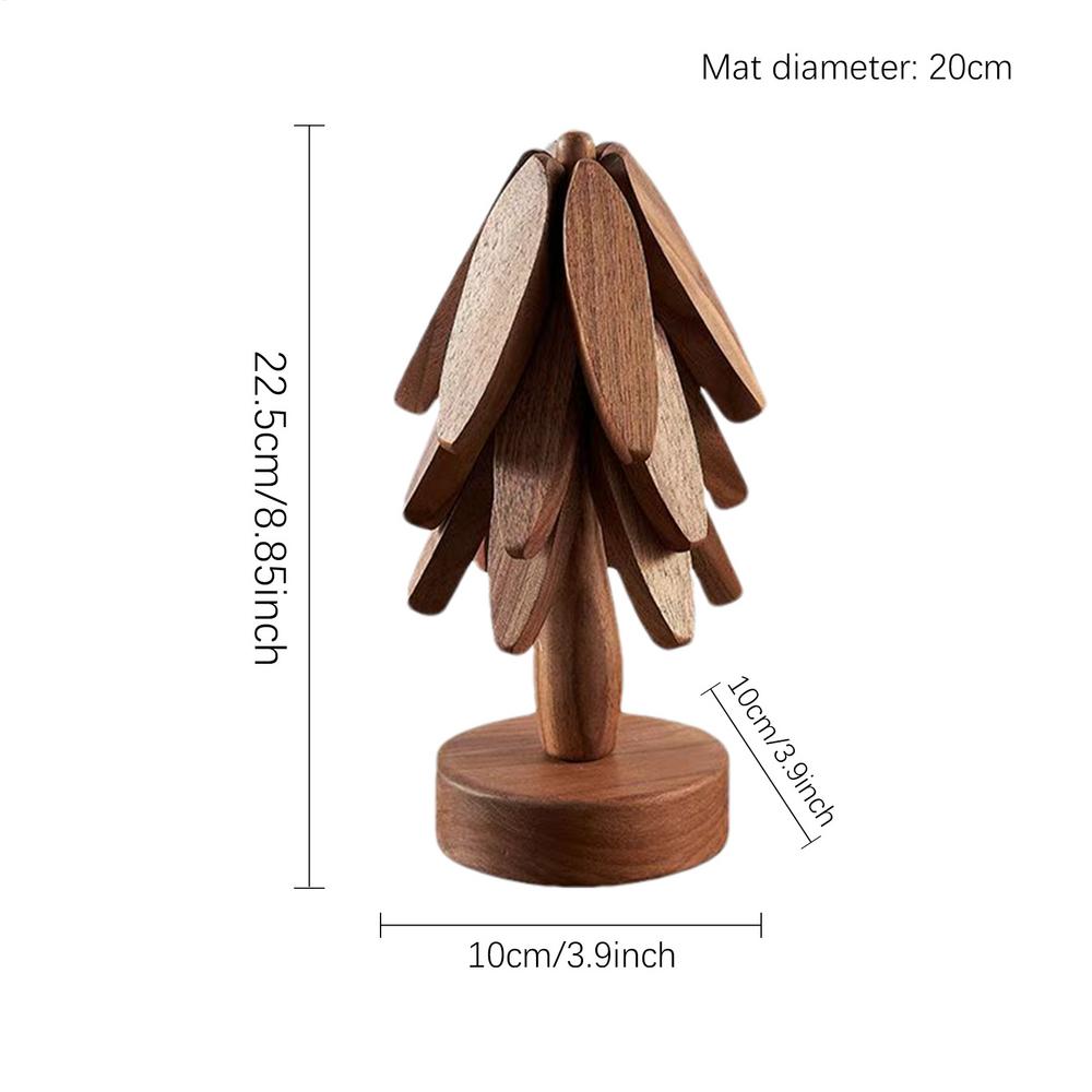 Onderzetters met boommotief, houten placemats, tafelmatten, isolerende onderzetters, anti-verbrandingsonderzetters voor pannen, beschermmatten voor tafel en aanrecht.: Bruin