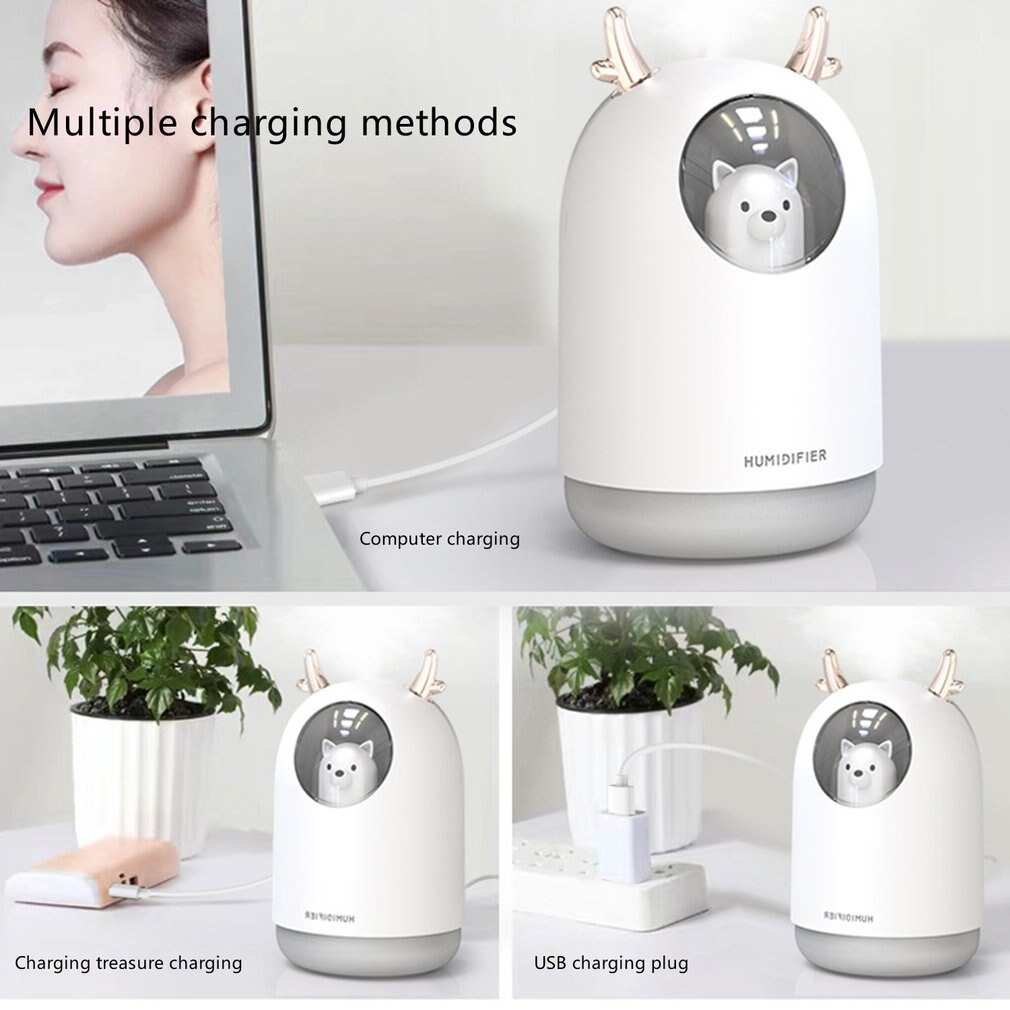 Schattige huisdier luchtbevochtiger usb luchtbevochtiger mini draagbare aromatherapie waterzuiveraar vernevelaar nachtlampje luchtbevochtiger