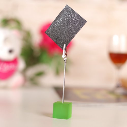 SOSW-Cube Wire Memo Holder Paper Note Clip (Translucent Green)