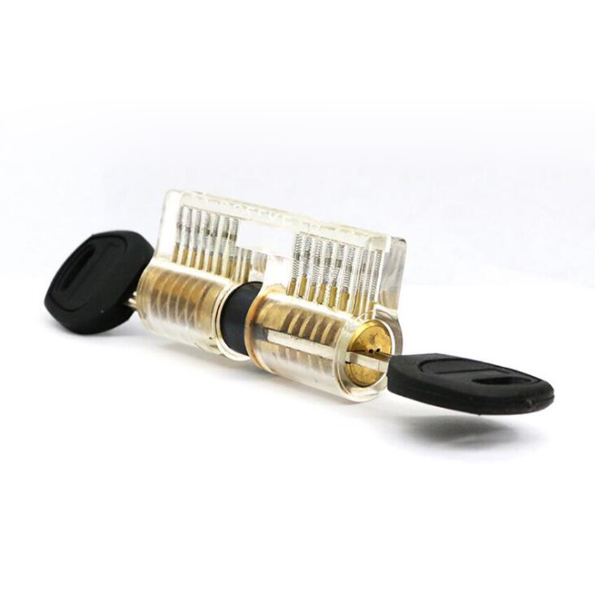 Transparent AB Practice Lock Double Row Of 7 Pins Cutaway Visible Cylinder Lock Pick Set