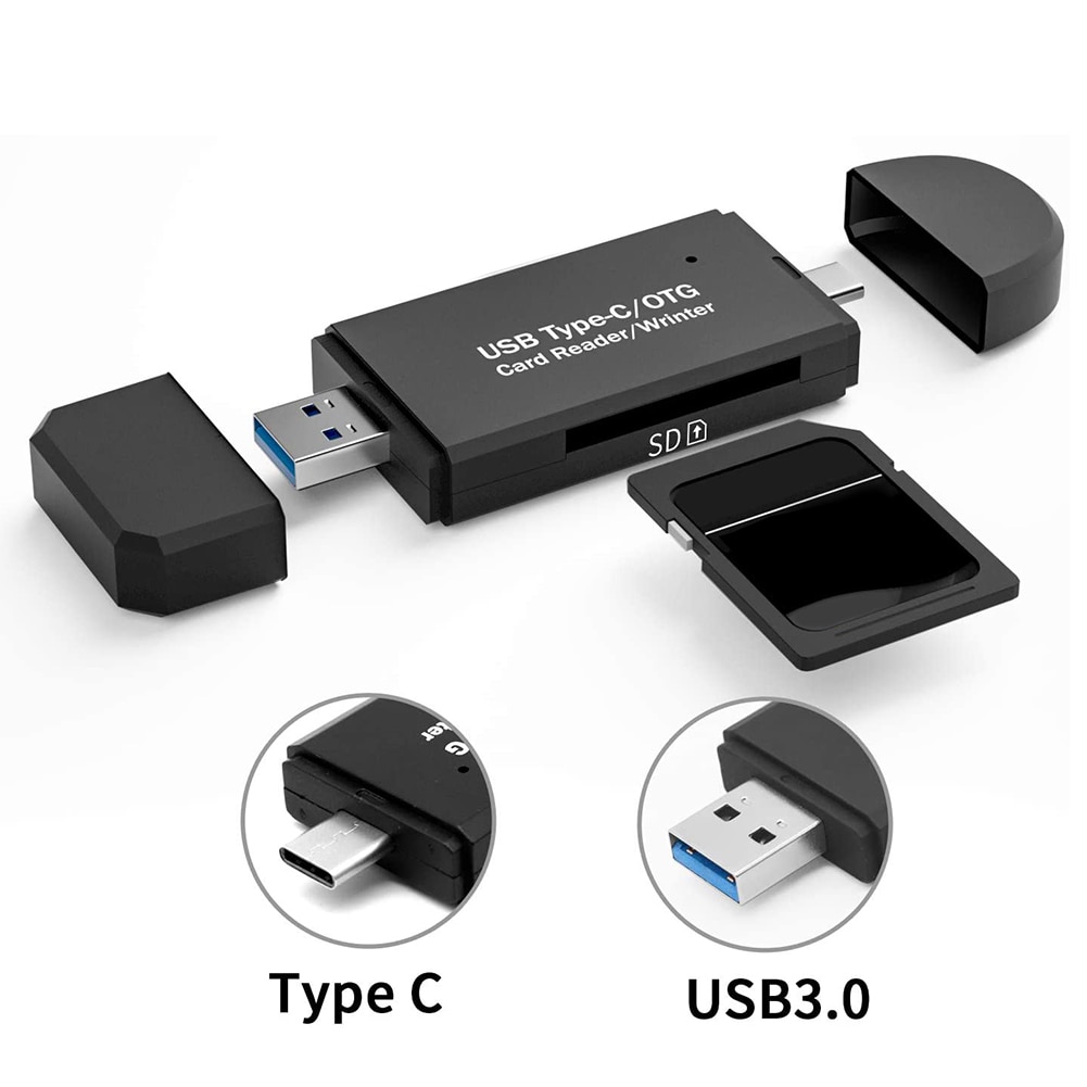 Lector de tarjetas SD 3 en 1, lector de tarjetas USB 2,0 3,0 TF/Mirco SD, adaptador de unidad Flash OTG tipo C