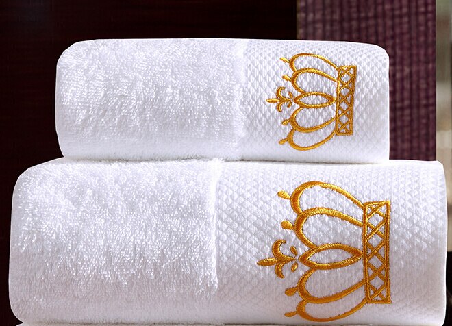 Håndklæde sæt 100%  bomuld 16s spiral satin terry badehåndklæde ansigt håndklæder fortykkelse håndklæde krone hr. fru juego de toallas: Krone