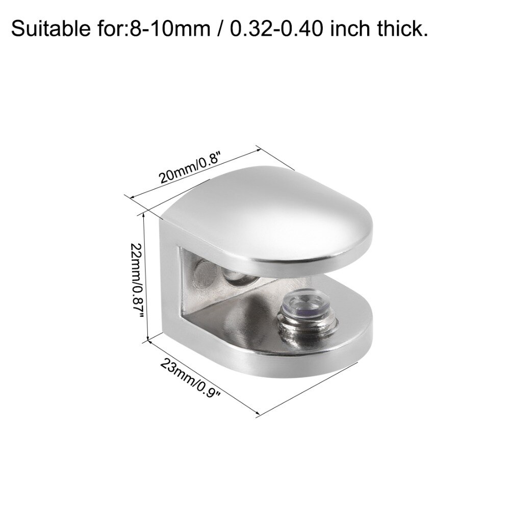 Uxcell 4 st typ -05 justerbar glashylla fäste 8-10mm tjockt glas klämhållare 23 x 20 x 22mm blank krom zinklegering