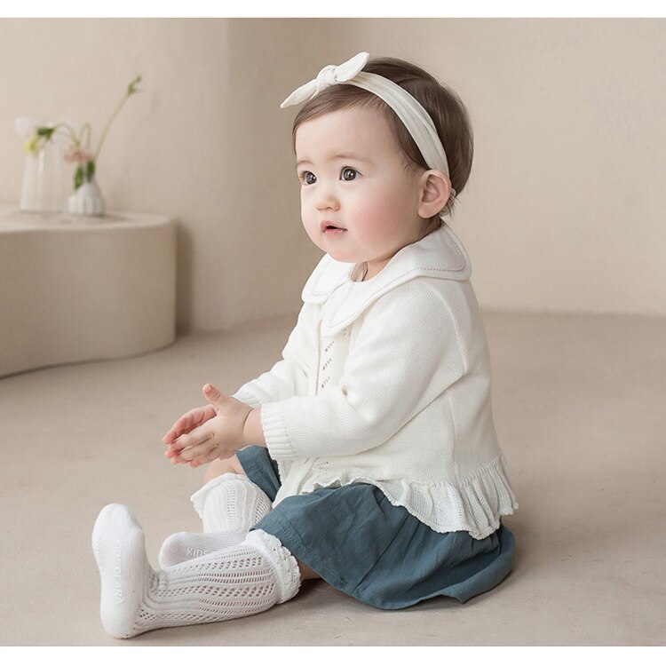 0-24M Japan Stil Kinder Baby Mädchen Strickjacke Gestrickte Pullover Mäntel Hohl Rüschen Baumwolle Top Oansatz Einzelne breasted Top Outwear