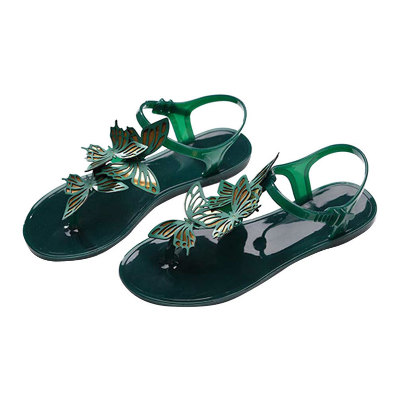 Summer Female Sandals Crystal Jelly Shoes Woman Flat Bottom Lady Casual Summer Beach Butterfly Flip Flops White Footwear