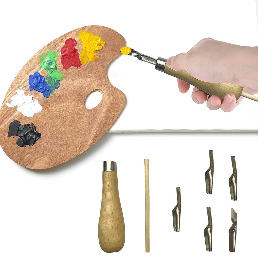 DIY Artist Tools Colour Modulation For Oil Painting Drawing Wood Handle Practical Palette Cutter Kit Multifunction Portable Art