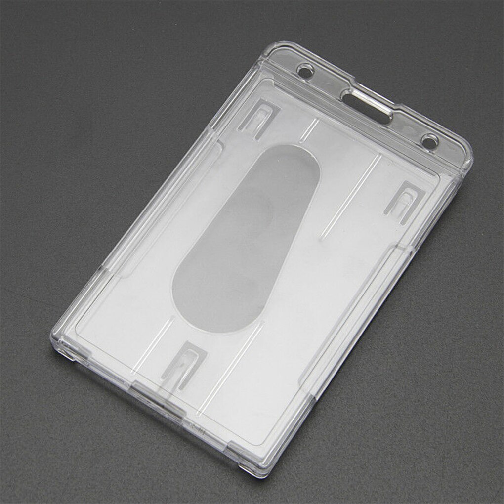 Clear Staff ID Card Holder Vertical ID Badge Holder with Thumb Slot Transparent Hard Plastic Multi Cards Case Organizer