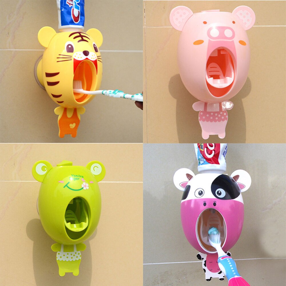 Cartoon Tandenborstel Dispensers Kinderen Handsfree Automatische Leuke Dier Tandpasta Squeezer Goed Cadeau Voor Kinderen
