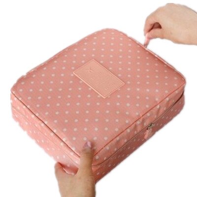 Marka wielofunkcyjny organizer wodoodporna przenośna torba na kosmetyki do makijażu mężczyzna kobiet kosmetyczka niezbędnik podróżny kosmetyczka: Pink Dot