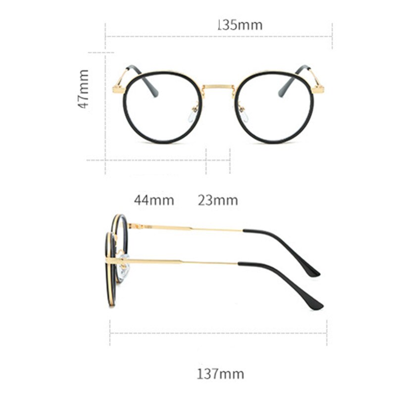 Retro Round Glasses Frame Women Eyeglasses Computer Myopia Optical Anti-blue light Spectacle Frame Female