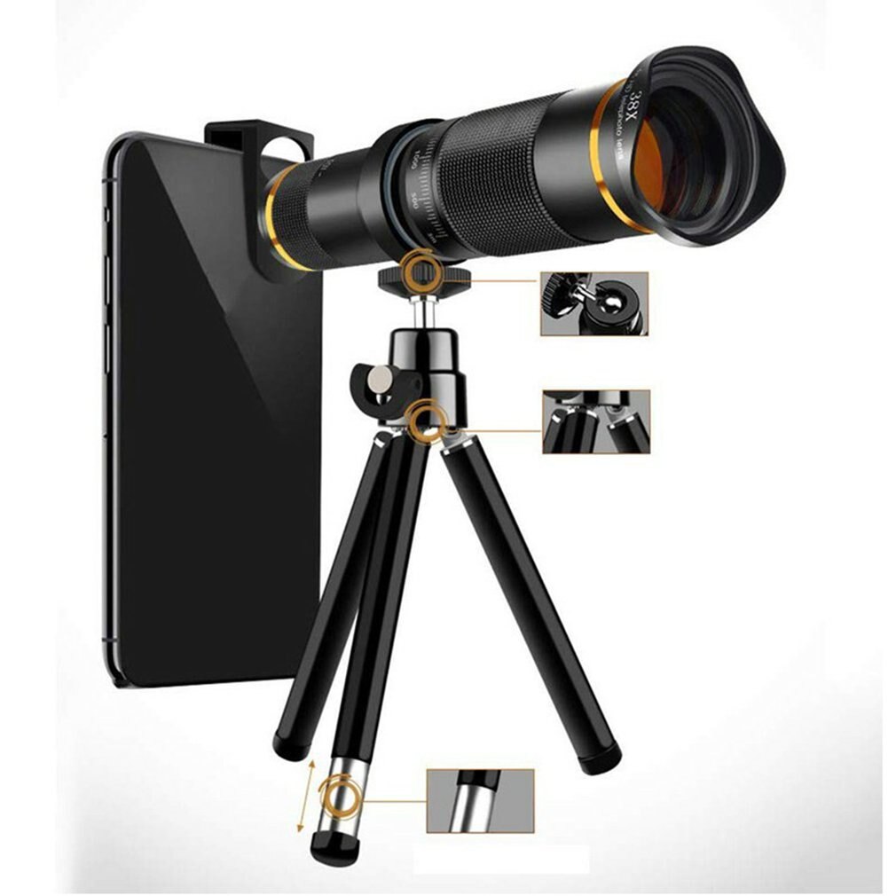 Mobile Phone Telephoto Lens 38X Zoom Double Focus HD Cell Phone Camera Lens with Tripod for iPhone for Samsung