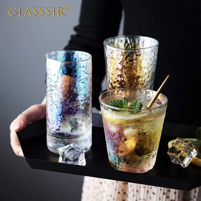 Regnbågsglas koppar premium dricksglas för vatten juice öl vin whisky cocktails flera storlekar klar kopp