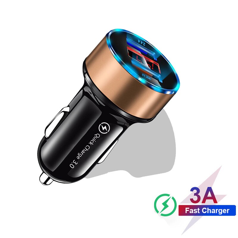 3A Autolader Met Led Display Snel Opladen Voor Xiaomi Mi10 Redmi Note 10 Iphone 12 Pro Max Telefoon Dual usb Auto-Oplader Adapter