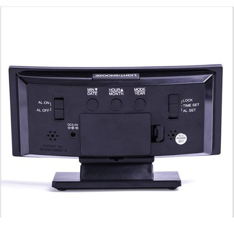 Electronic Clock Desktop Multi-function Alarm Clock Curved Mirror Clock External Power Supply