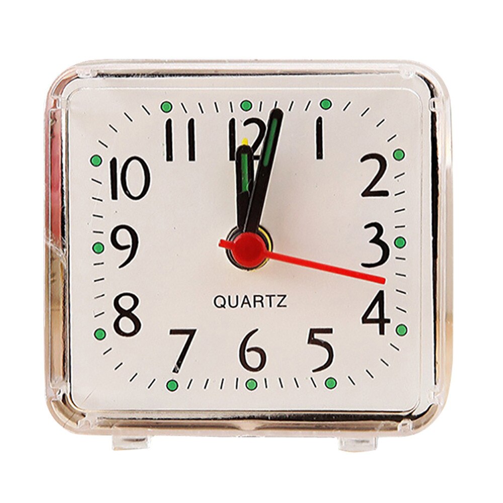 Cute Clock Bedroom Desk Square Small Bed Compact Travel Quartz Beep Alarm Clock Cute Portable Clock popular: White