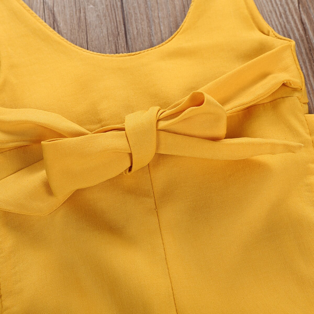 Bambino del bambino Dei Bambini Del Bambino Della Ragazza Ruffle Tute Pantaloni Della Tuta Del Pagliaccetto Tute e Salopette Outfits Vestiti Senza Maniche Solid Decor Bowknot Increspature Tuta