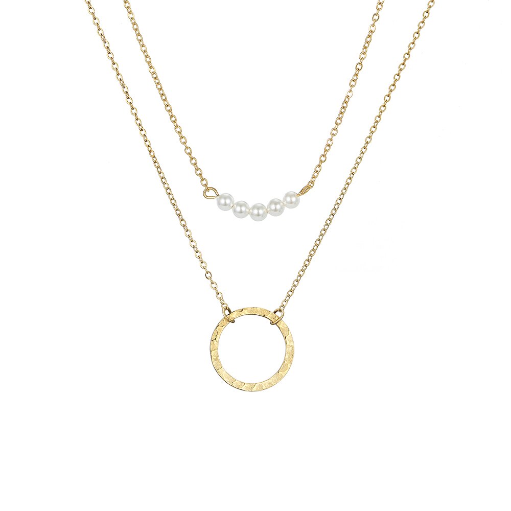 Visunion 316L Edelstahl Halskette Minimalistischen Perle kreis für Frauen Mädchen Elegante exquisit Kreis Runde Halskette Schmuck: Ursprünglich Titel