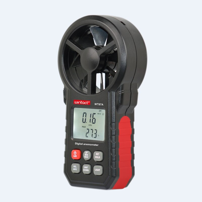 Anemómetro Digital portátil de 30 m/s, termómetro con retroiluminación, medidor de temperatura y velocidad del aire, indicador de viento y frío