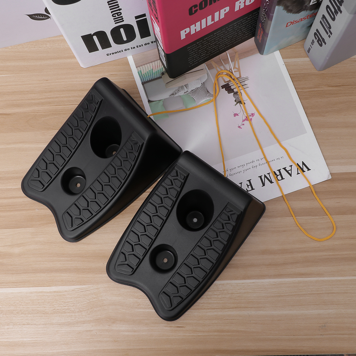 2 uds. Tope de goma para rueda de coche, bloqueo deslizante, bloqueo de parada, rampa de rueda, triángulo de goma, tope de deslizamiento para rueda de coche (negro)