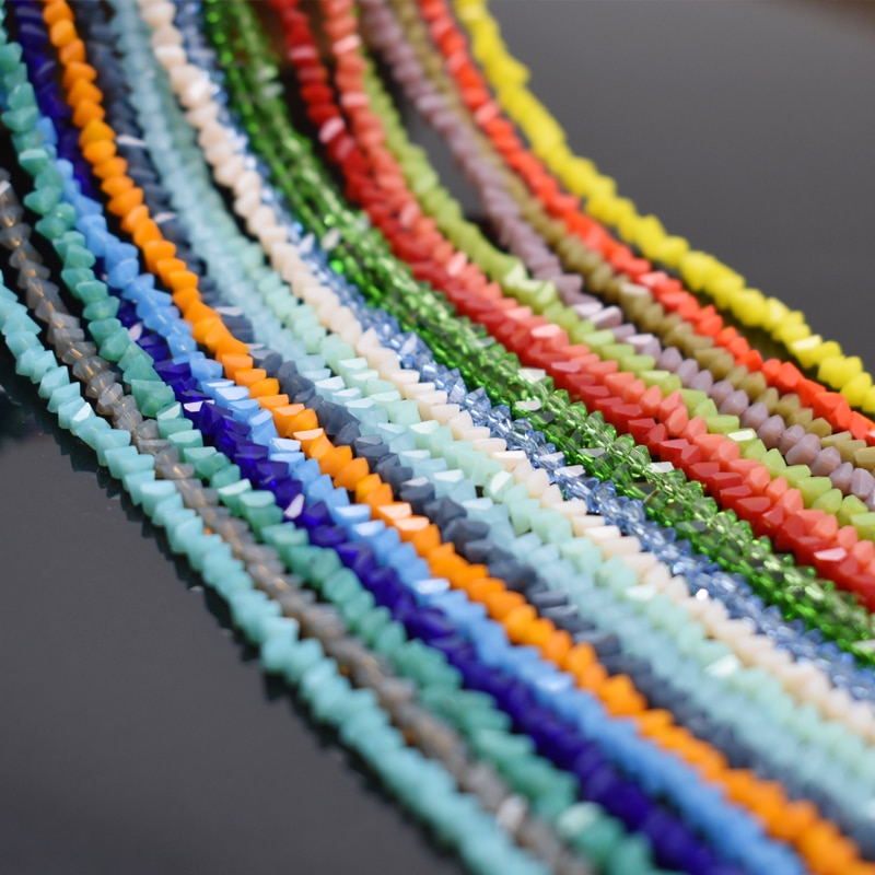 Solid 26 color 2mm 130pcs Triangle Crystal Glass Beads Seed Czech Beads For Jewelry Making DIY Needlework Earring Necklace