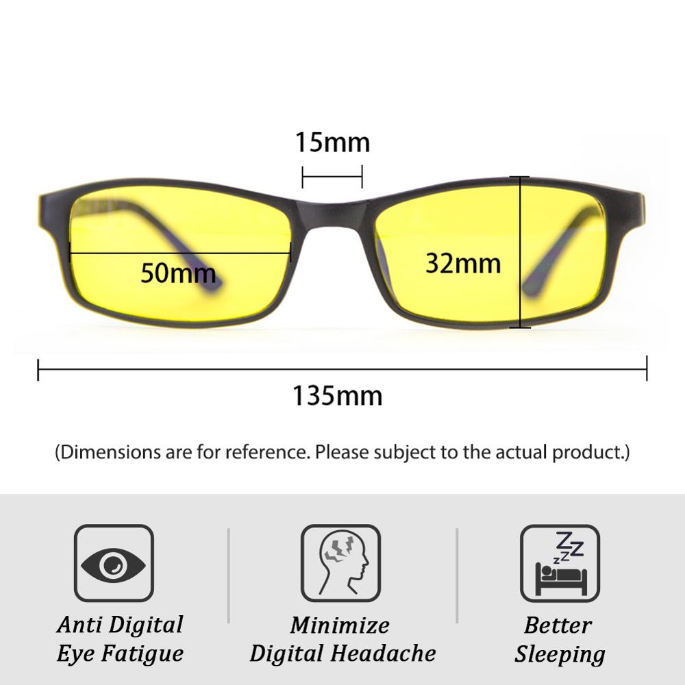 Cyxus Blue Light Blocking Glasses TR90 Rectangle Computer glasses Anti Eye Eyestrain Yellow Lenses Unisex 8327