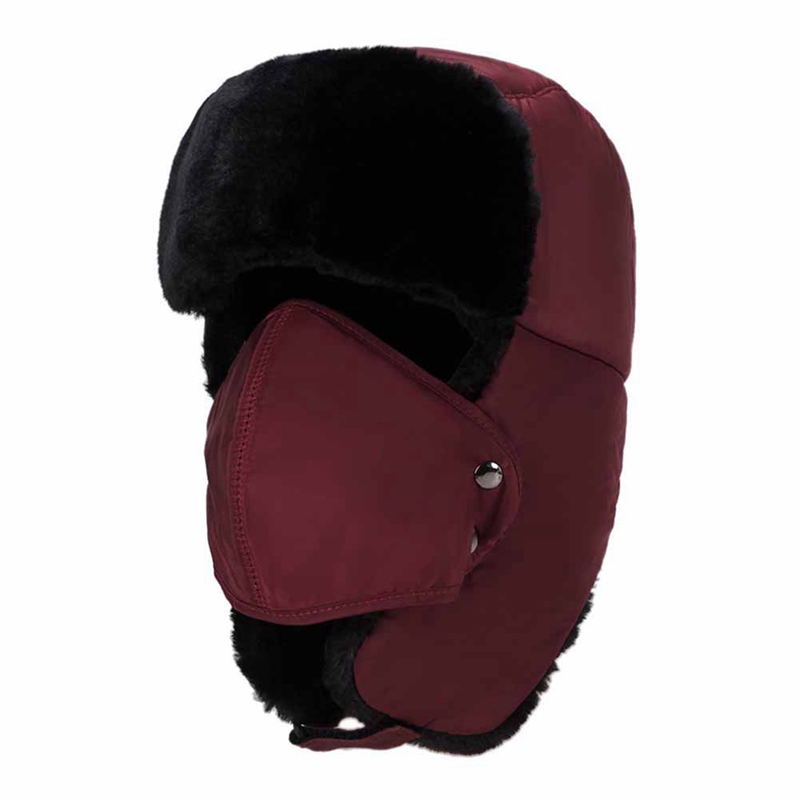 Men Winter Aviator Bomber Hat Trooper Ear Flap Snow Ski Elmer Fudd Mask Hood Cap: Red