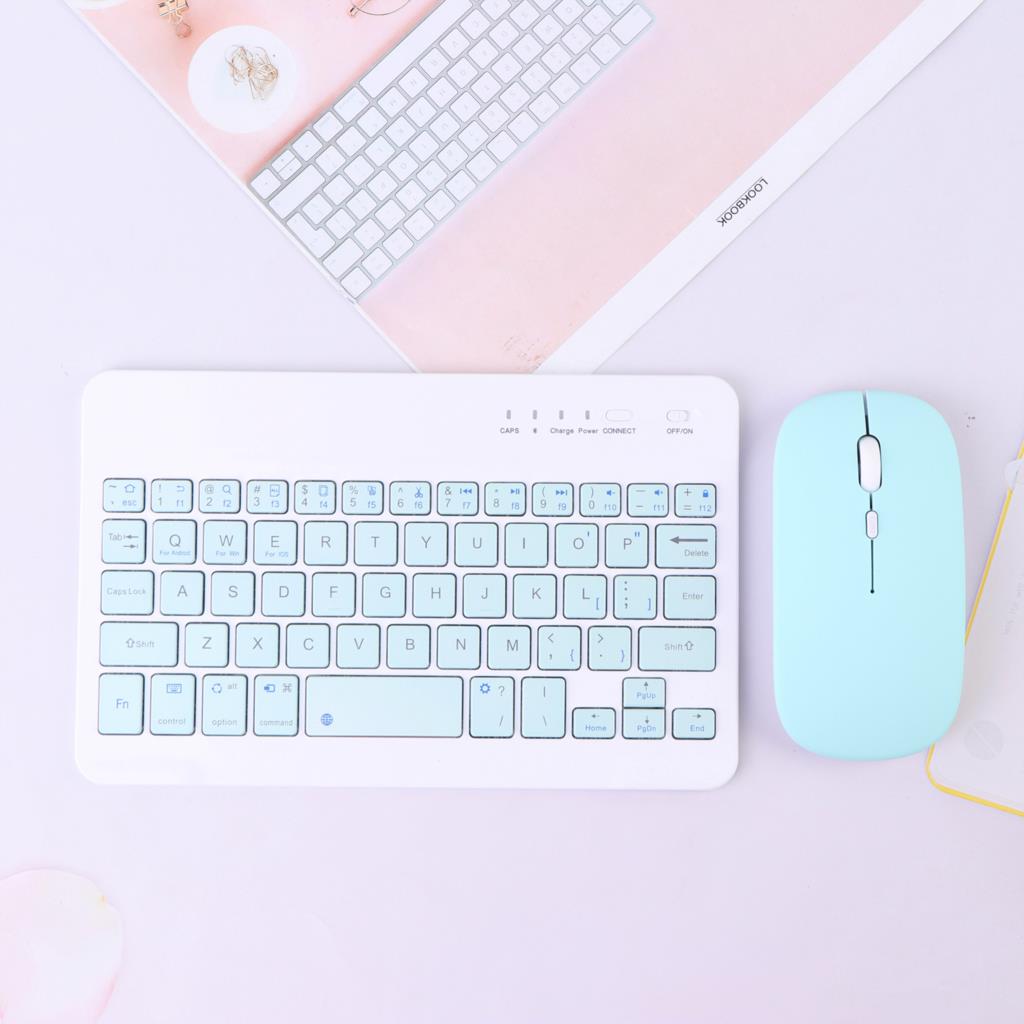 1 Set Wireless Keyboard Mobile Phone Tablet Computer Bluetooth-compatible Keyboard+Mouse Set 20*12.5cm: Green