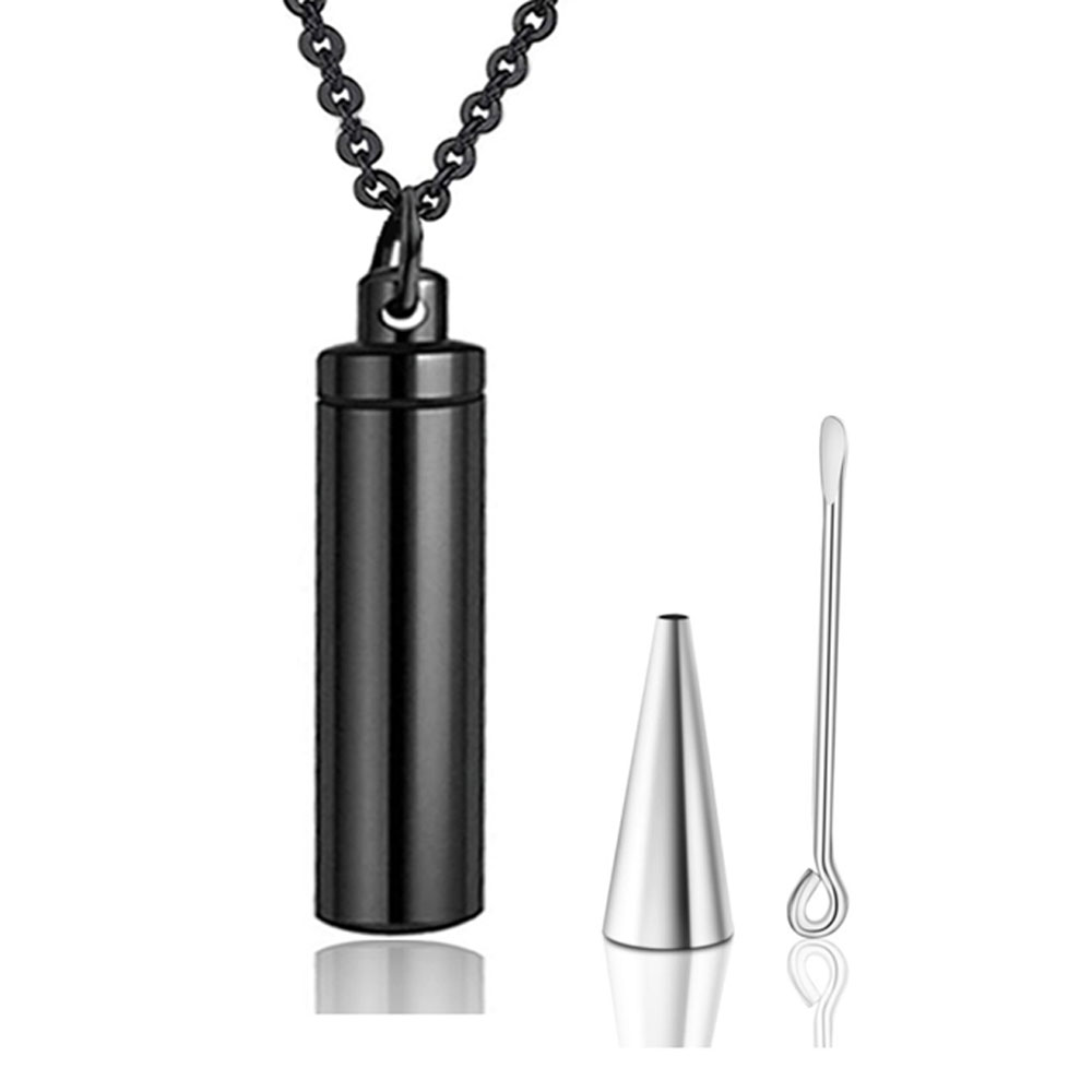 3 Colors Stainless Steel Holder Cylinder Ashes Urn Pendant Cremation Memorial Keepsake Necklace Jewelry: Rhodium Plated