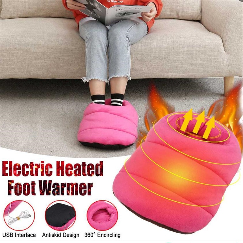Usb genopladelige opvarmede hjemmesko fodopvarmere vaskbar el-opvarmning fodvarmerpude til voksne mænd og kvinder