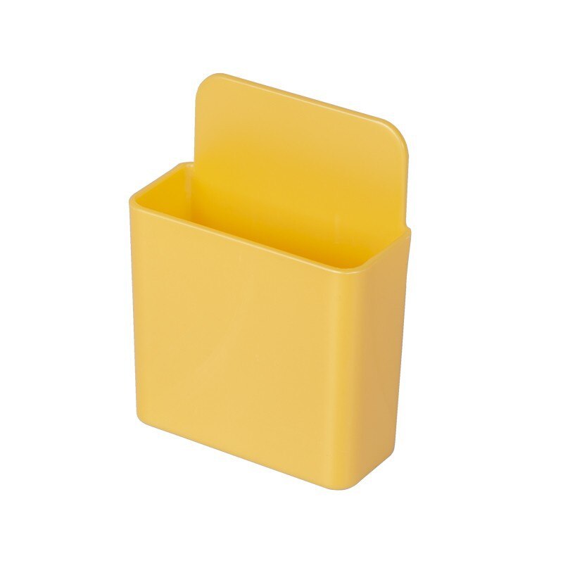 Round/ Square Wall Mounted Remote Storage Box Portable Home Device Remote Control Storage Box Organizer ABS Desktop Phone Shelf: square yellow