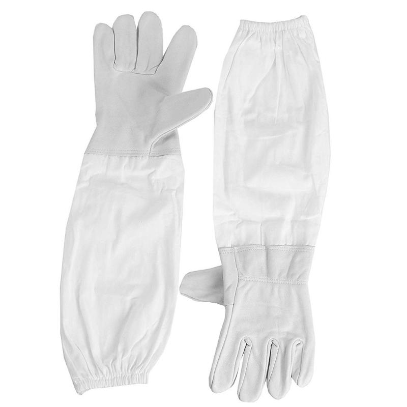 1 paar Imker Handschoenen Katoen Leer Anti Major Comfortabele Zeer Duurzaam Flexibiliteit Bee Beschermen Mouwen voor Bijenteelt