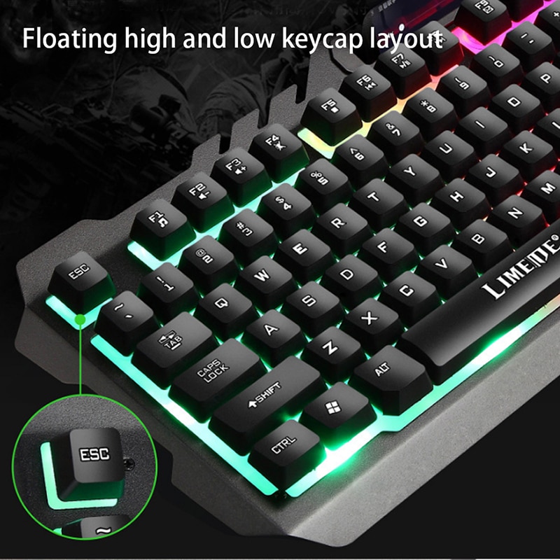 Computer Multimedia Keyboard And Mouse Set Gaming Mechanical Feeling Wired Keyboards Backlit Mouse Keyboard With Phone Holder