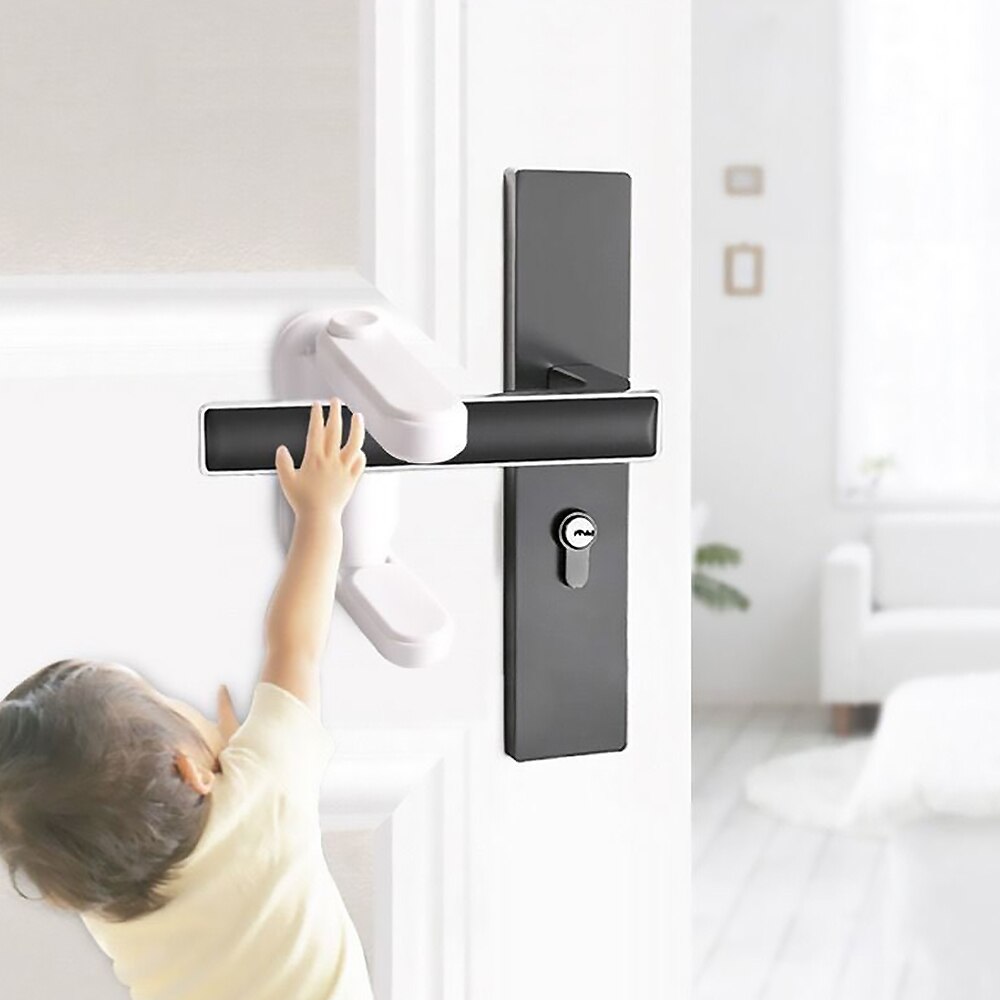 Plastic Kids Safety Door Lever Lock Protection Doors Handles Security Latch Baby door handle safety lock Practical Home Supplies