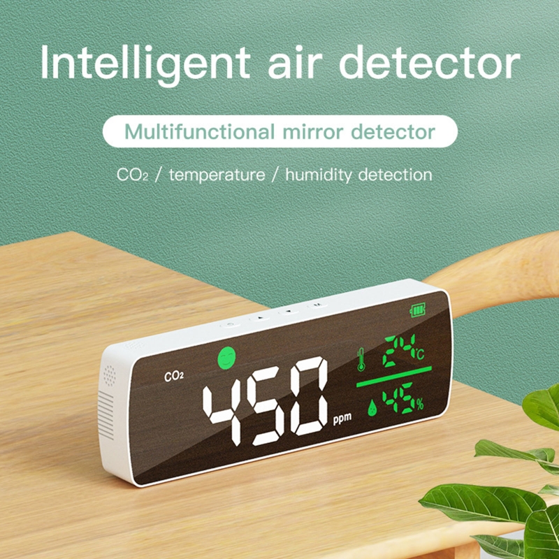 Air Monitor LED Display 3-in-1 Air Pollution Carbon Dioxide Detector Temperature &amp; Humidity Meter for Household