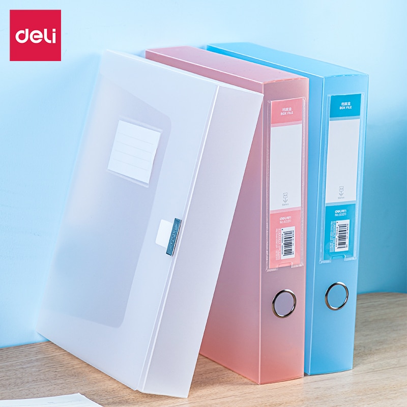 File Box A4 Fresh Color Transparent Vertical Plastic Storage 55mm Large Capacity Office Document Financial Voucher Box Folder