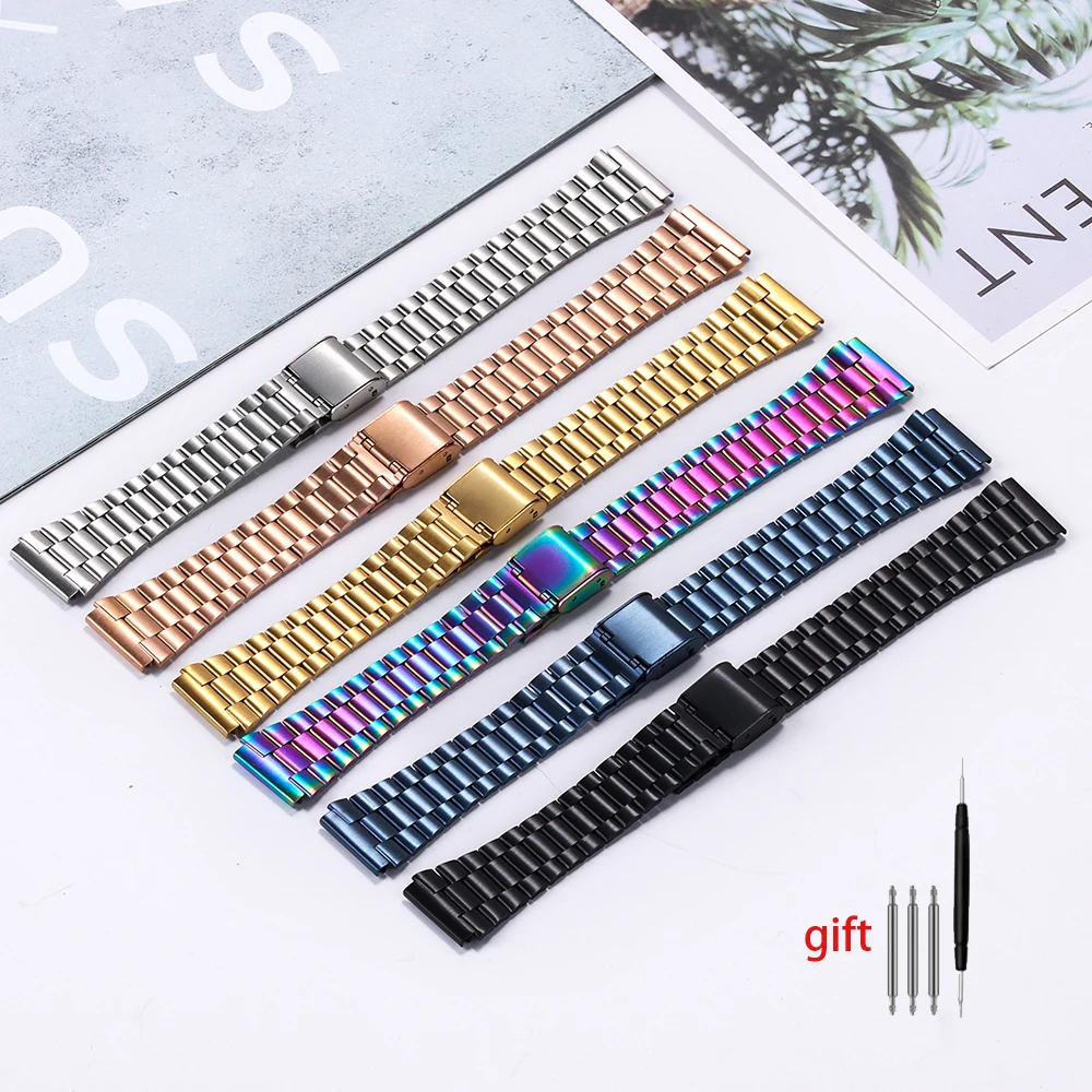 Correa de reloj de acero inoxidable para Casio SGW400 F91W F84 F105/108/A158/168 AE1200/1300, correa de reloj de Metal Vintage, pulsera para hombres y mujeres
