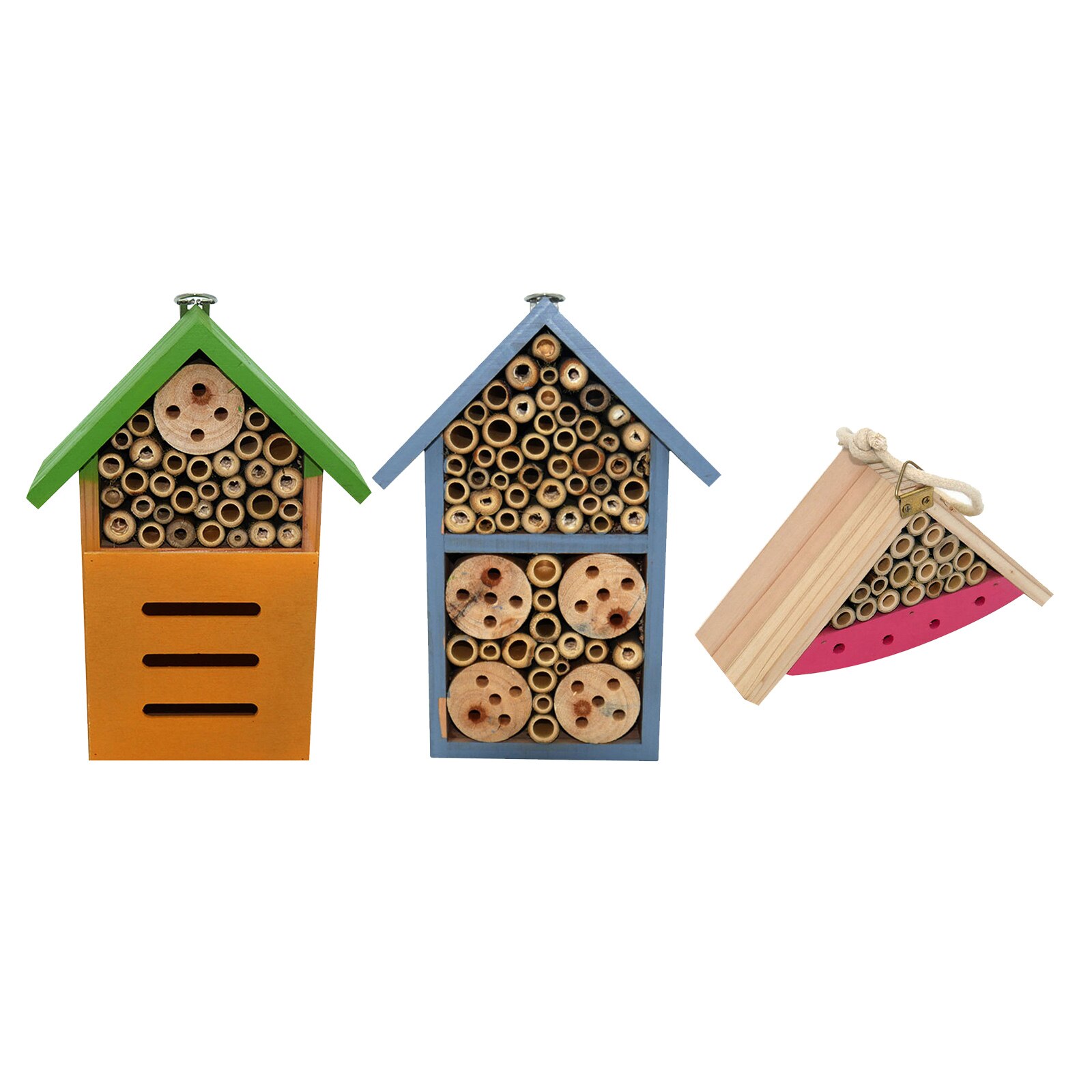 Wooden Insect Bee House Natural Wood Bug Hotel Shelter Garden Nest Box Decor