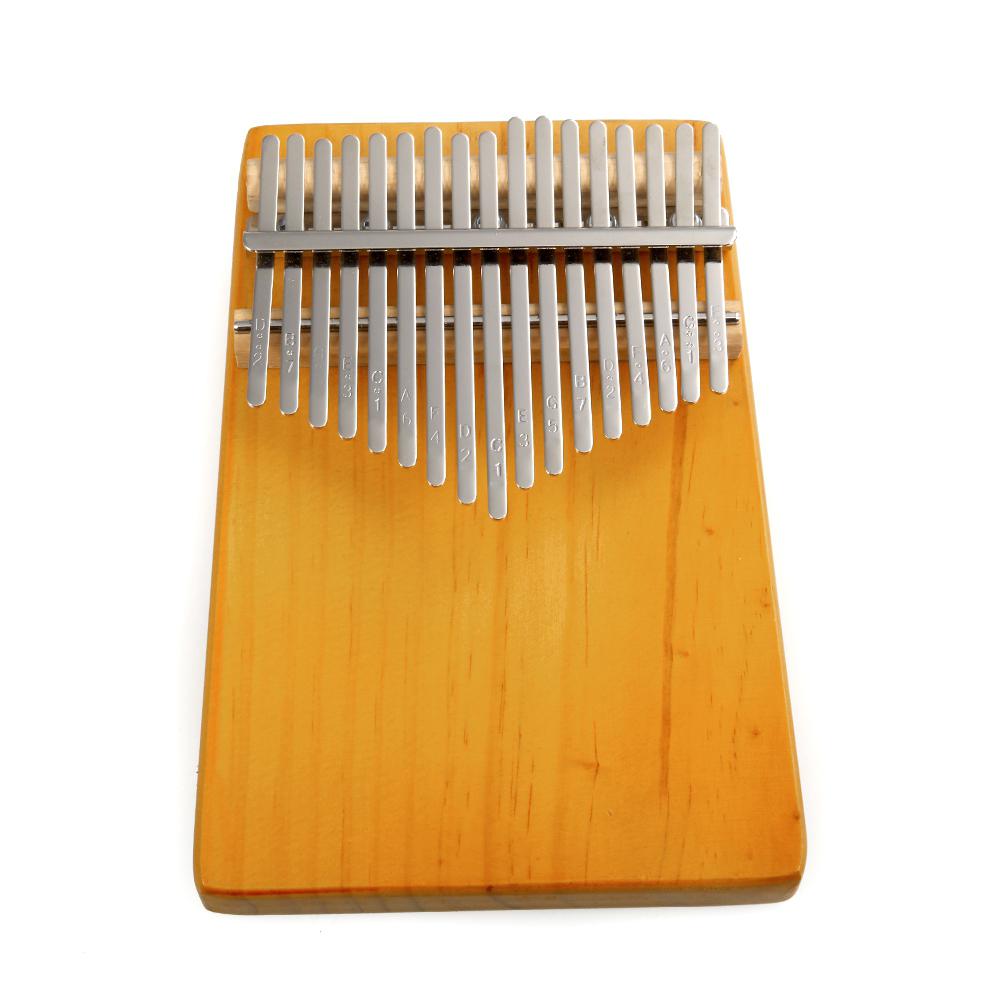 17 Key Kalimba Thumb Piano Single Wooden Pine Mbira Keyboard Percussion Musical Instrument with Tuning Hammer Polishing Cloth