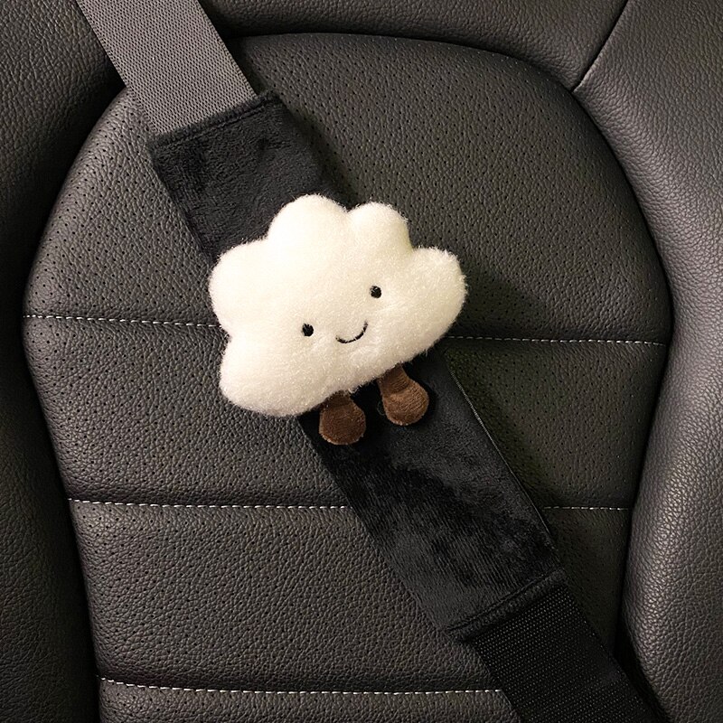 1PC Cute Cartoon Car Seat Belt Cover Shoulder Strap Harness Cushion Children Kids Seatbelt Shoulder Pad Auto Neck Support: black Cloud