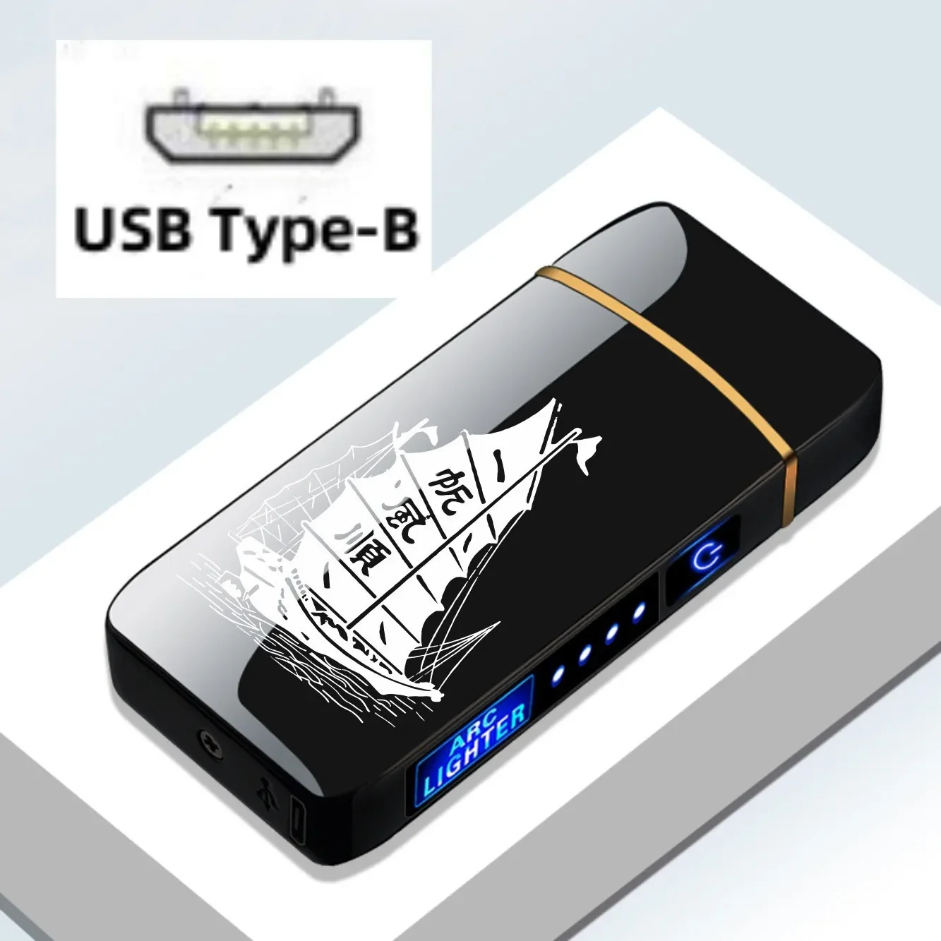 Winddicht USB Typ-C Lade Doppel Arc Feuerzeug Plasma Outdoor Puls LED Display Bildschirm Männer Wiederaufladbare: Rosa