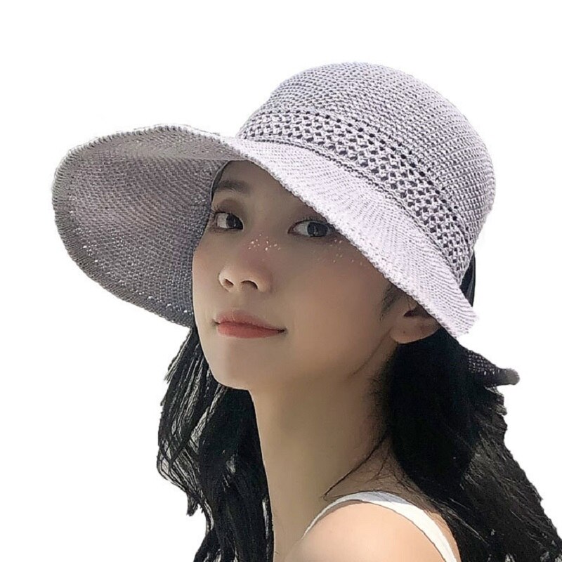 Kvinder sommer visir hat hat sammenfoldelig solhat bred stor rand strand hatte stråhat chapeau femme strand uv beskyttelse cap
