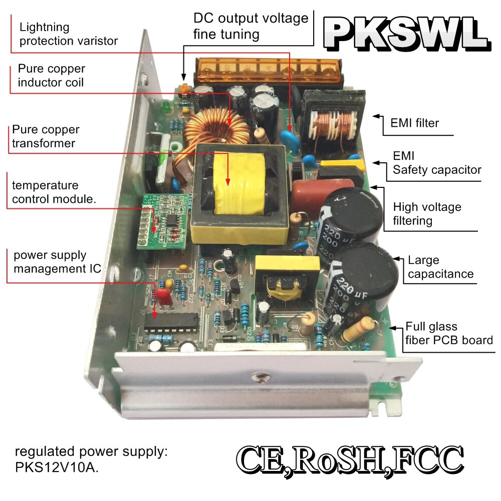 12V Power supply DC12V Power supply 10A AC110V/220V to DC 12 Volts 12V regulated switching Power Supply for CCTV and LED
