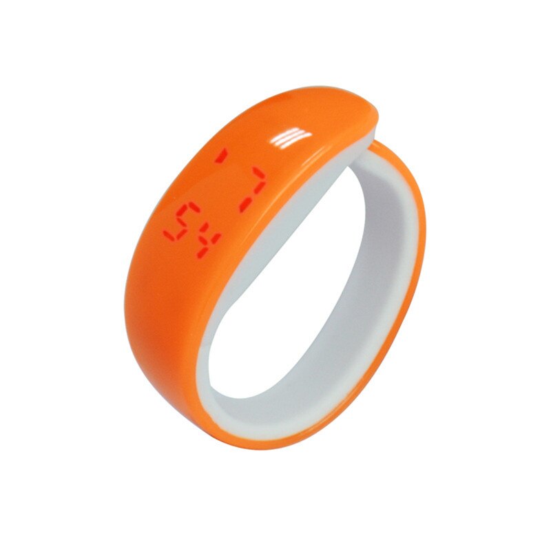 Women Men Sport Date Waterproof Wristband LED Plating Bracelet Digital Wrist Watch: Orange