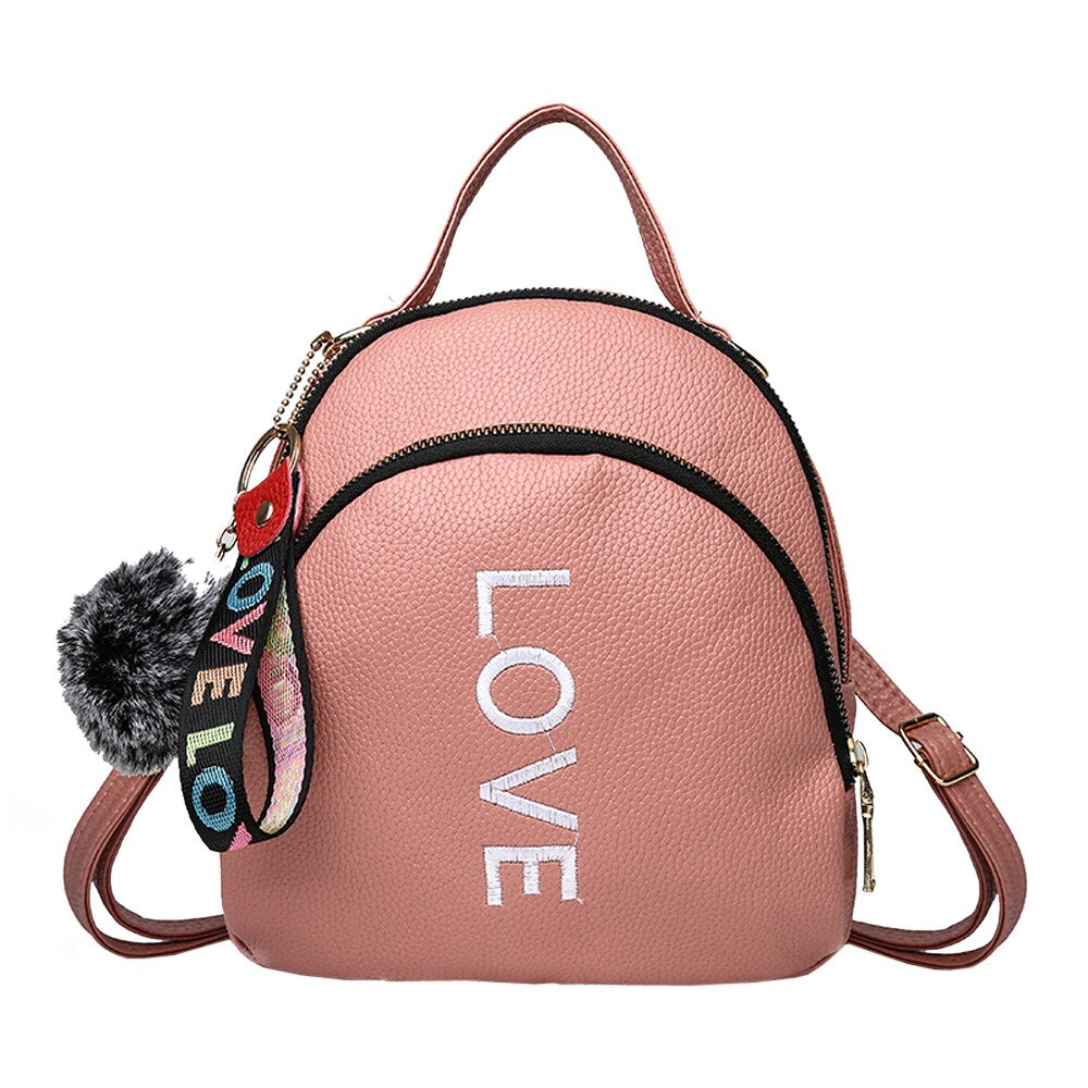 Hairball Leder Schule Taschen für Teenager Mädchen Frauen Rucksack Reise Schulter Tasche Kleine Mini Rucksack Mochila Schüler bagpack: Rosa